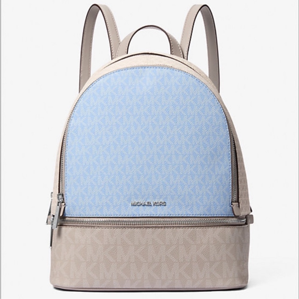 MICHAEL KORS Rhea Medium Color-Block Signature Logo Backpack - Picture 9 of 16